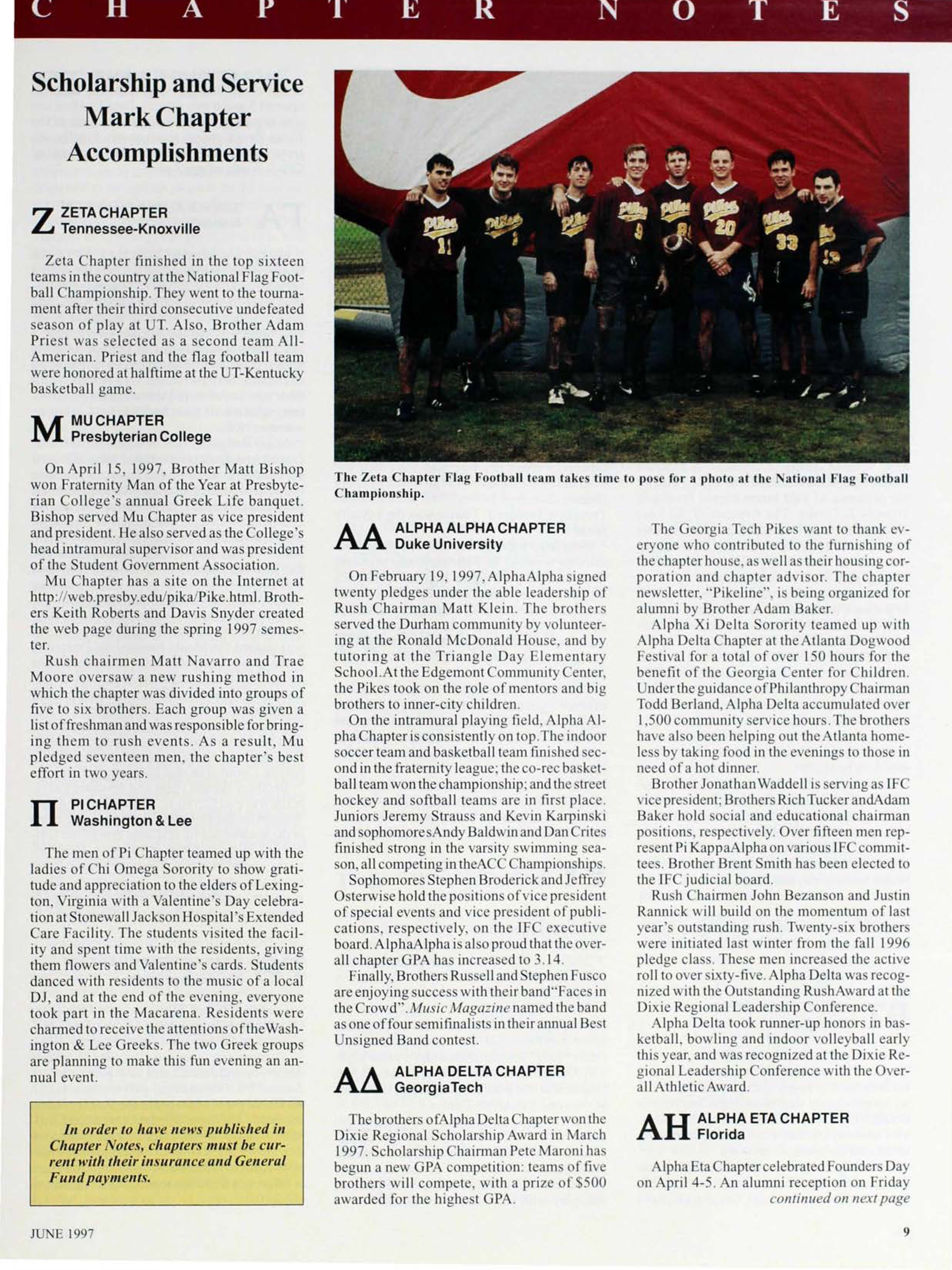 Chapter Notes: Scholarship and Service Mark Chapter Accomplishments